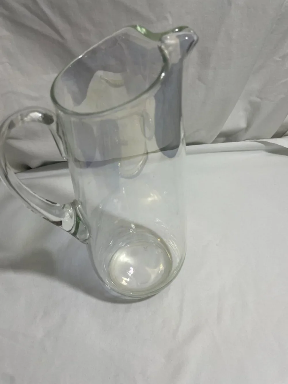 Iridescent Glass Water Pitcher Carafe Applied Handle Hand Blown Style 10